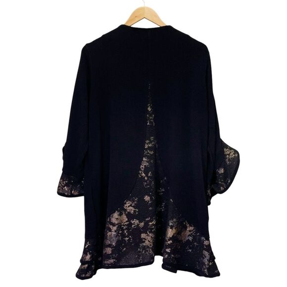 Vintage Ali Miles Lagenlook Ruffle Trim Black & Gold Jacket Topper Size Large - Picture 6 of 15